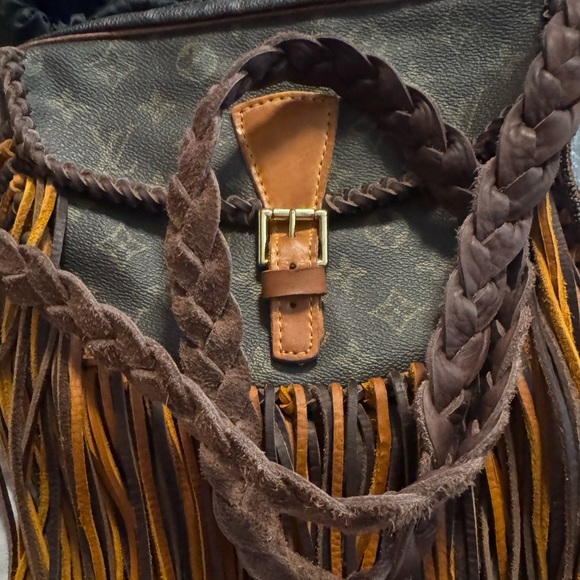 Leather Vintage Boho Bag - Louis Vuitton Upcycled Boho Grunge - Picture 4 of 10